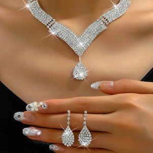 Formal Bridal Necklace and Earring Set